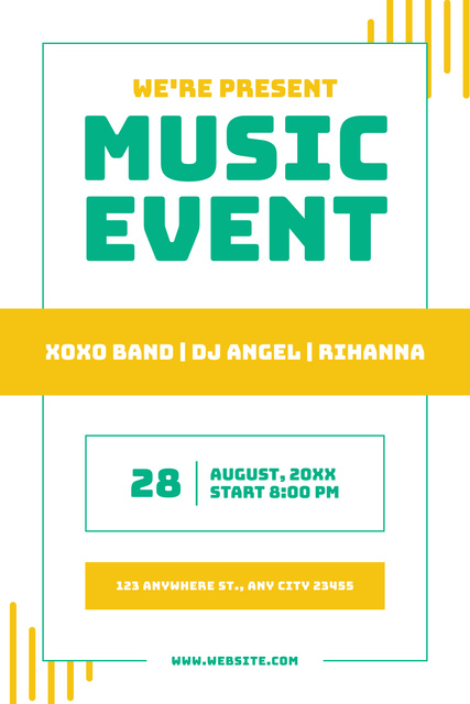 Plantilla de diseño de Awesome Music Event Promotion With Singer And Band Pinterest 