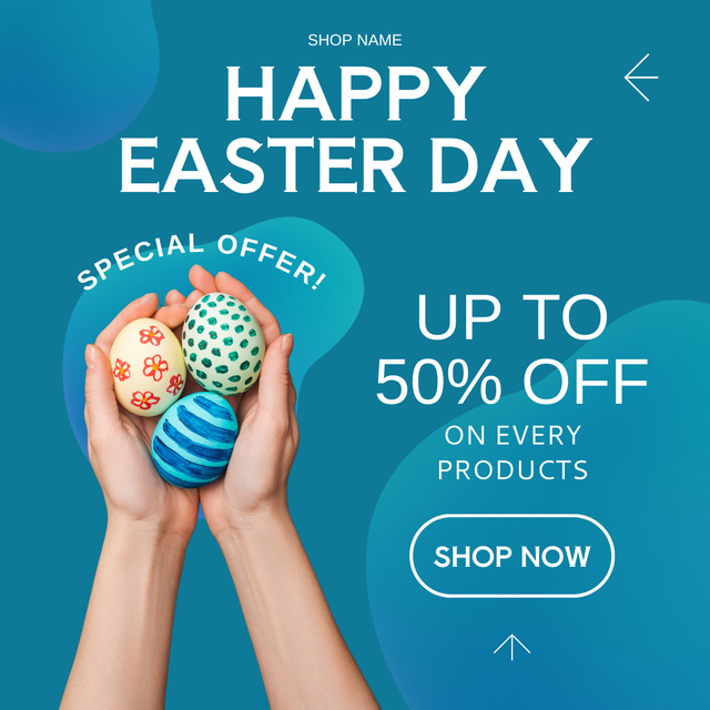 Easter Sale Special Offer on Blue Instagram Design Template