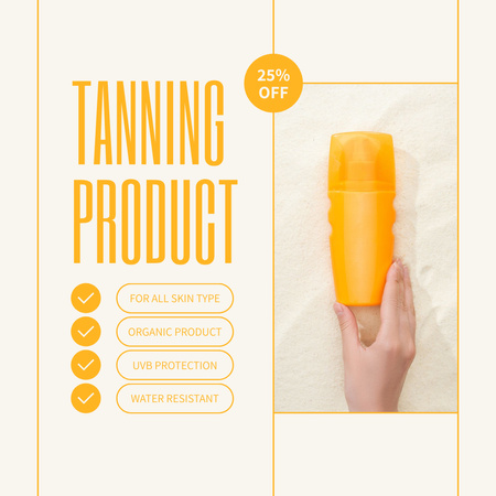 Promotional Offer Discounts on Tanning Cosmetics Instagram Design Template