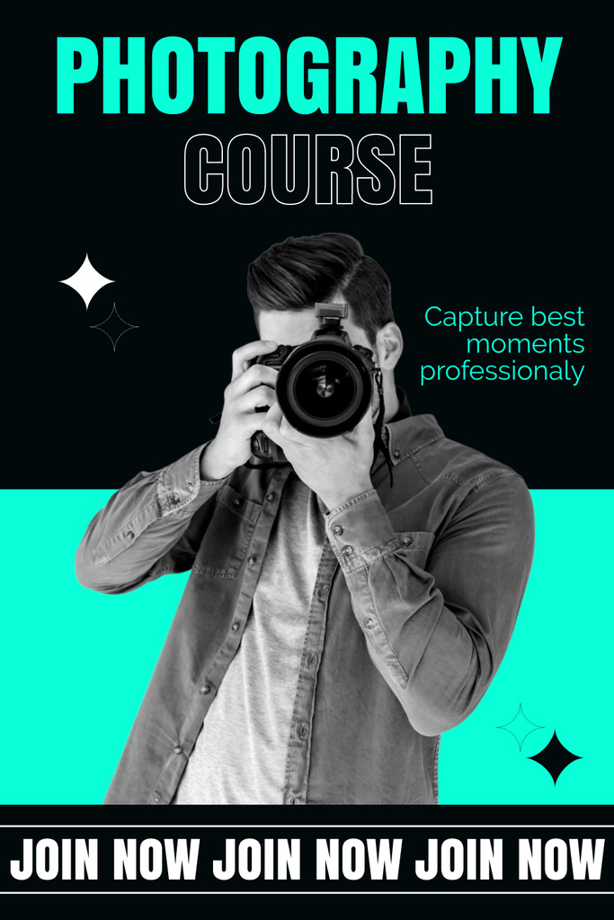 Ontwerpsjabloon van Pinterest van Photography Course Ad