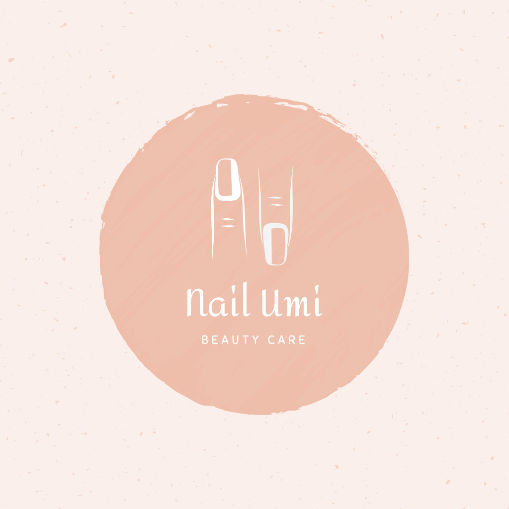 Trendy Salon Services for Nails In Beige Logo Design Template