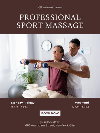Professional Sport Massage Poster US Design Template