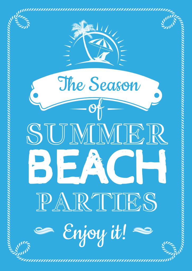Summer Beach Parties Announcement Poster A3デザインテンプレート