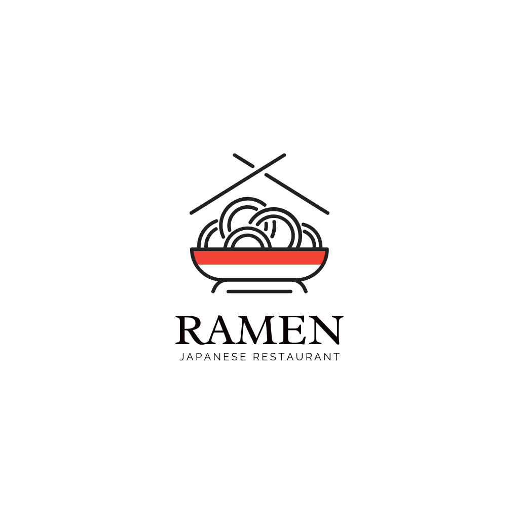 Designvorlage Asian Restaurant Promotion With Noodles In Bowl für Logo