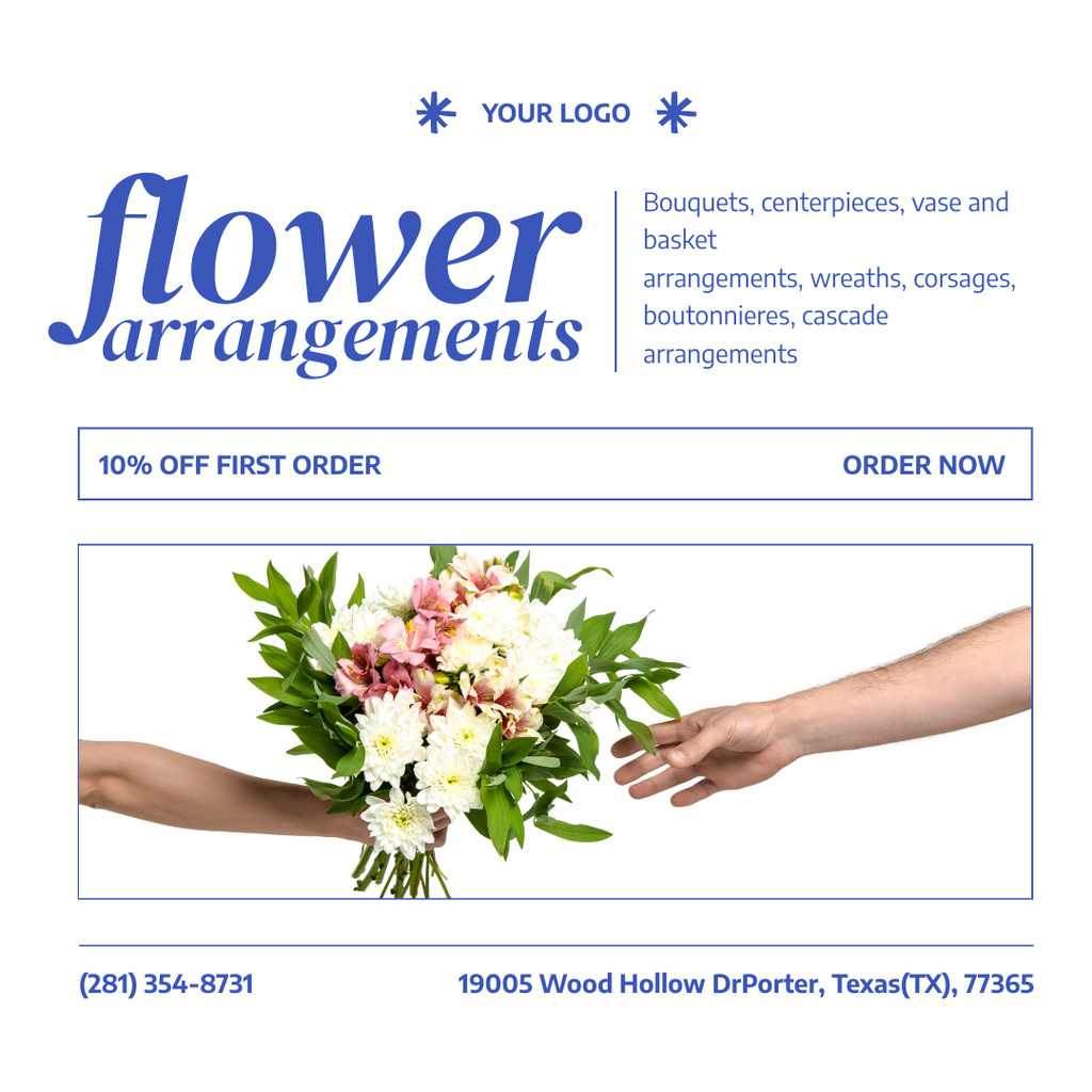 Discount on Orders of Flower Arrangements and Accessories Instagram Tasarım Şablonu