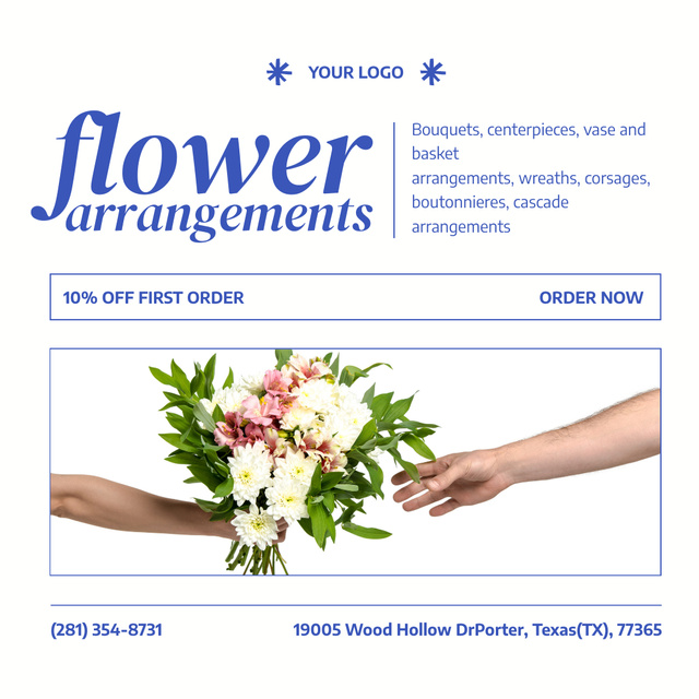 Discount on Orders of Flower Arrangements and Accessories Instagram – шаблон для дизайну