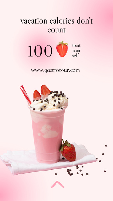Delicious Strawberry Milkshake Instagram Story Design Template