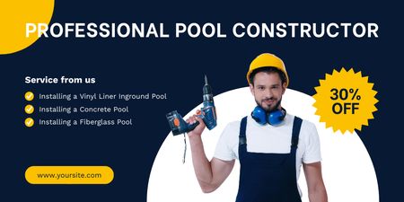 Professional Pool Construction Services Twitter Design Template