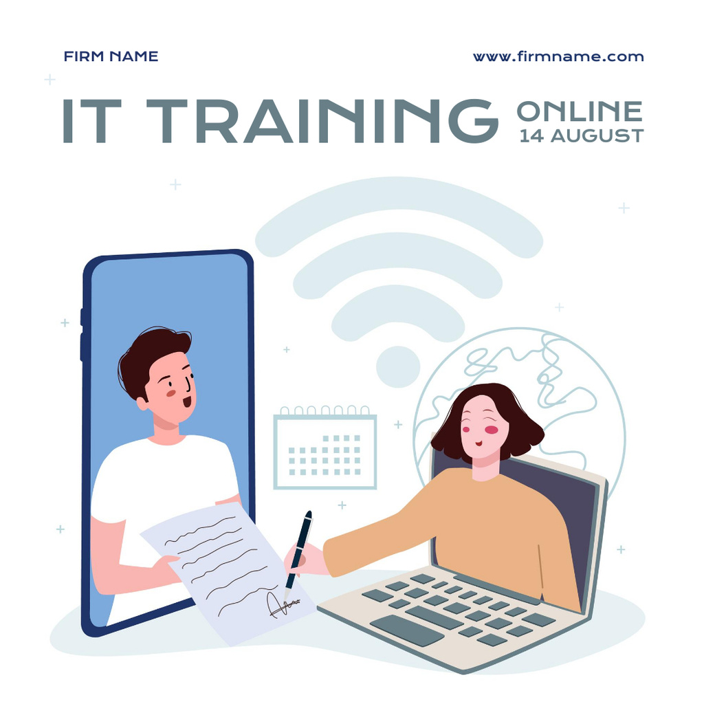 IT Trainings Online Promotion In Summer Instagram ADデザインテンプレート
