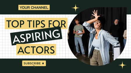 Top Acting Tips with Charismatic Actors Youtube Thumbnail Design Template