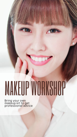 Makeup Workshop Announcement with Smiling Woman Instagram Video Story tervezősablon