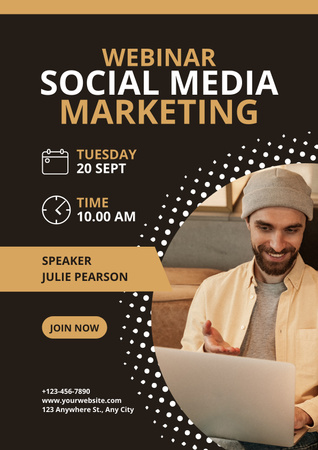 Platilla de diseño Social Media Marketing Webinar's Ad Poster