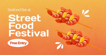 Designvorlage Street Food Festival Ankündigung mit Essstäbchen für Facebook AD