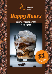 Coffee Shop Happy Hours Offer with Iced Latte in Glass