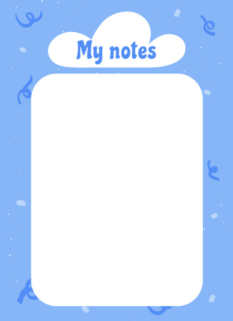 Personal Planner Daily Agenda with Confetti In Blue Notepad 4x5.5in Design Template