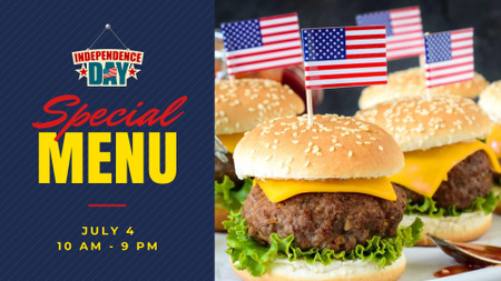 Independence Day Menu with Burgers FB event cover Modelo de Design