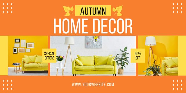 Autumn Sale of Cozy Home Furniture Twitter Šablona návrhu
