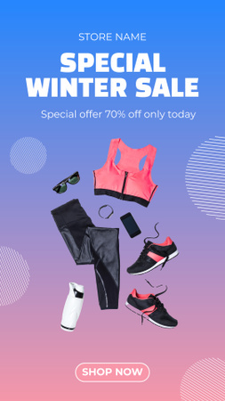 Ontwerpsjabloon van Instagram Story van Aankondiging van speciale winteruitverkoop voor sportkleding