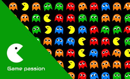 Multicolored Emoticons from Video Games Business Card 91x55mm Design Template