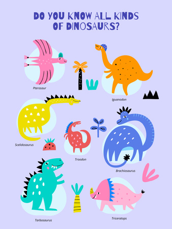 Home Education Ad with Illustration of Dinosaurs Poster US Design Template