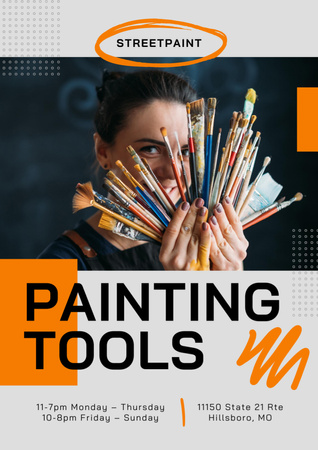 Painting Tools Offer Poster A3 Design Template