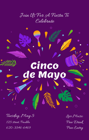 Cinco de Mayo Celebration Announcement  Invitation 4.6x7.2in Design Template
