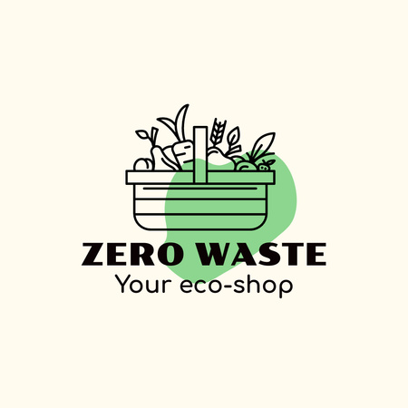 Food In Basket For Eco Shop Promotion Animated Logo Design Template