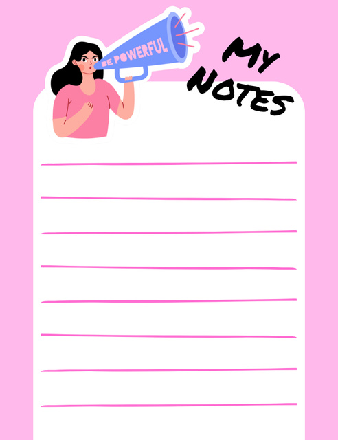 Modèle de visuel Daily Notes with Woman Power Motivation on Pink - Notepad 107x139mm