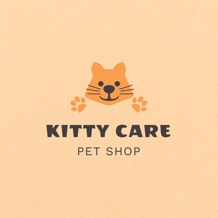 Pet Shop Ad on Beige Emblem Logo Design Template