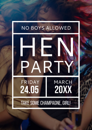 Hen Party invitation with Girls Dancing Flyer A6 Design Template