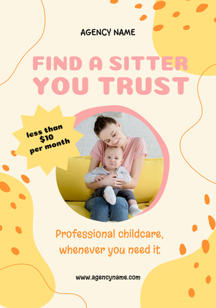 Babysitting Services Offer Poster 28x40in Tasarım Şablonu