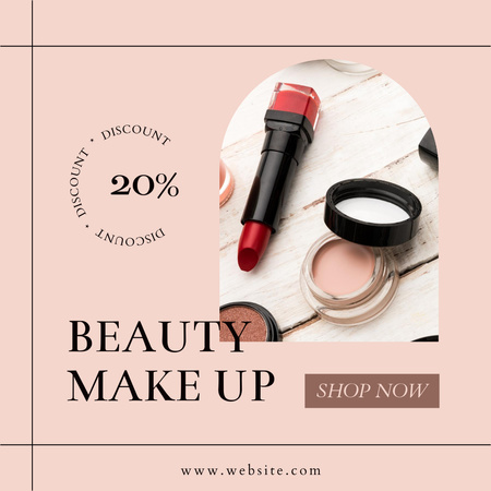 Beauty Makeup Discount Offer with Lipstick  Instagram Design Template