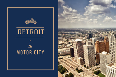 Designvorlage Detroit city view für Postcard 4x6in