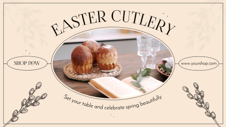 Cutlery Offer At Easter In Beige Full HD video Design Template