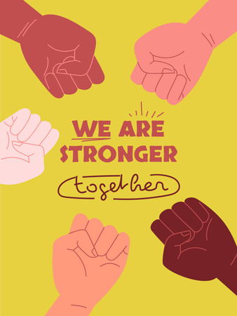 Designvorlage Protest against Racism with Multiracial Hands für Poster US