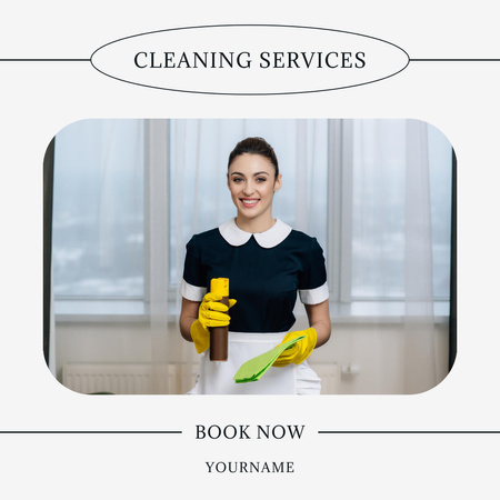 sarı eldivenli kadın temizlik hizmetleri teklifi Instagram AD Tasarım Şablonu