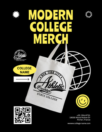 College Apparel and Merchandise Poster 8.5x11in Tasarım Şablonu