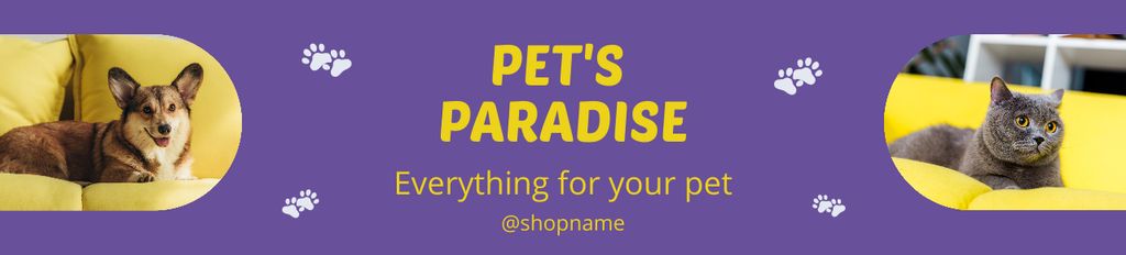 Pet Shop with Dog and Cat on Purple Ebay Store Billboard – шаблон для дизайна