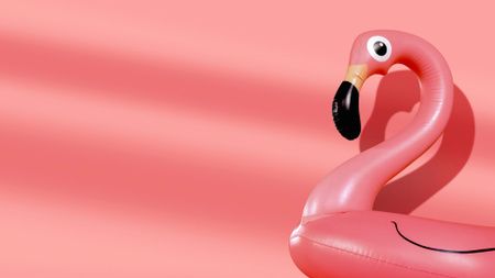 Ontwerpsjabloon van Zoom Background van Roze zwemring in de vorm van een flamingo