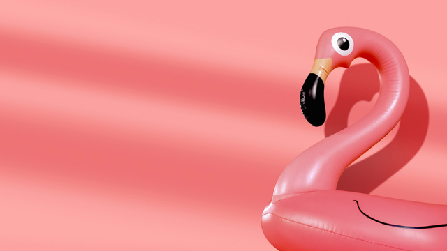 Designvorlage Pink Swimming Ring of Flamingo's Shape für Zoom Background