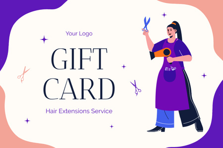 Beauty Salon Special Offer with Hairstylist Gift Certificate Design Template