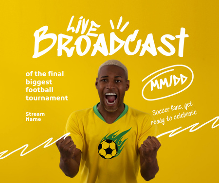 Soccer Tournament Live Broadcast Announcement Facebook Design Template