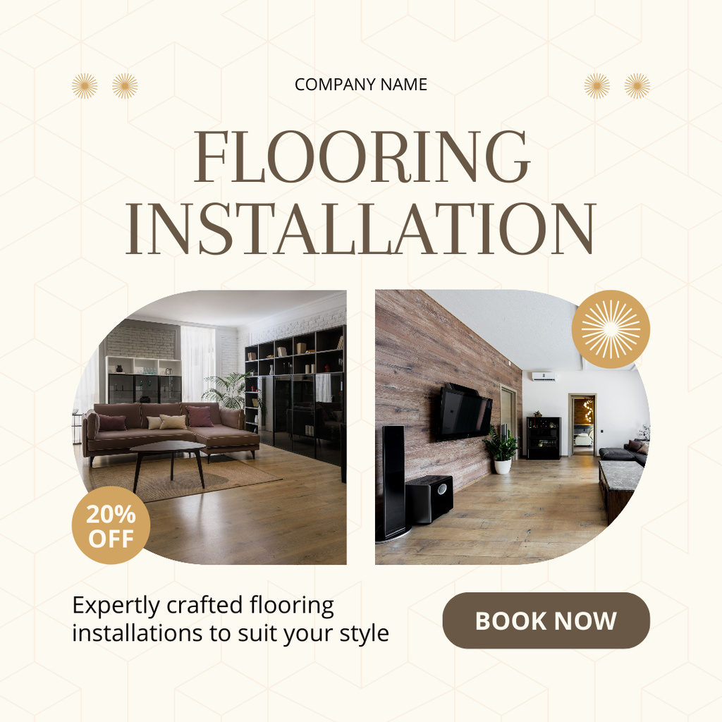 Designvorlage Flooring Installation Services with Stylish Interior für Instagram
