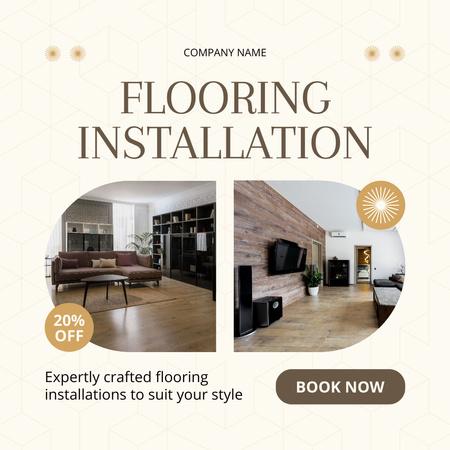 Flooring Installation Services with Stylish Interior Instagram Design Template