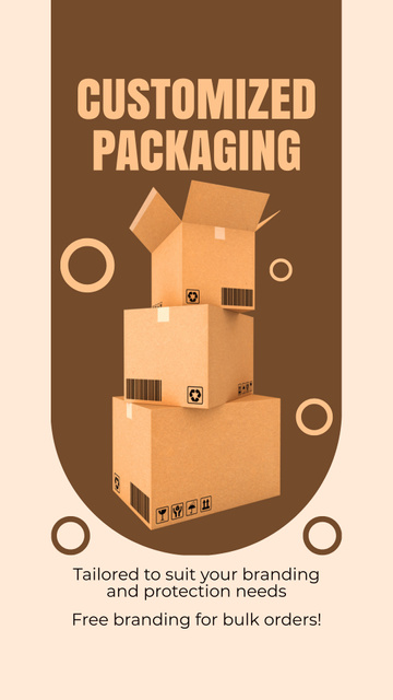 Customized Packaging and Shipping Promo on Beige Instagram Story Šablona návrhu