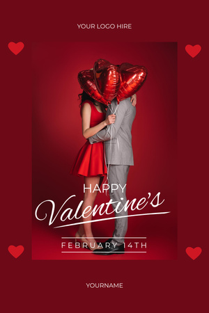 Happy Valentine's Day with Couple in Love Pinterest Design Template
