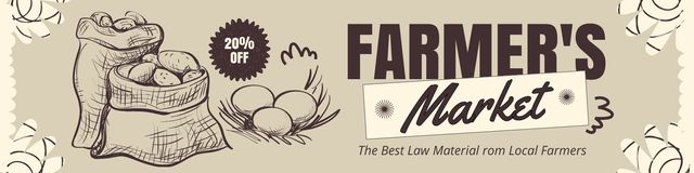Modèle de visuel Farmers Market Promo with Sketch Illustration - Twitter