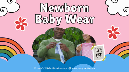 Designvorlage Nette neugeborene Babykleidung mit Rabatt für Full HD video