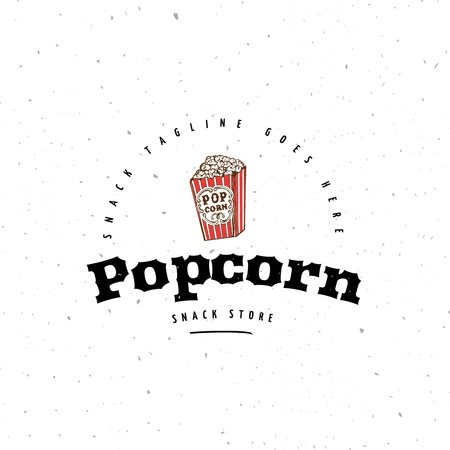 Emblem of Snacks Food Store with Popcorn Logo 1080x1080pxデザインテンプレート