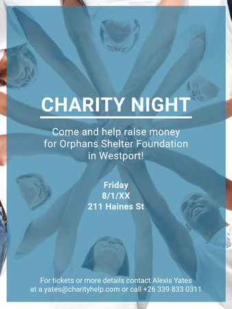 Happy kids in circle on Charity Night Poster US – шаблон для дизайну
